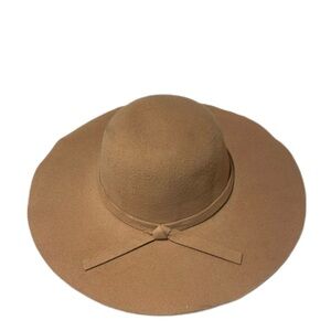Girly knot tie felt floppy hat tan